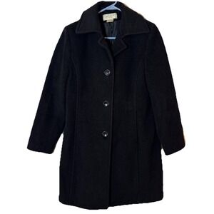 Jones Sport Wool Cashmere Blend Coat Womens 8 Black Button Front Classic